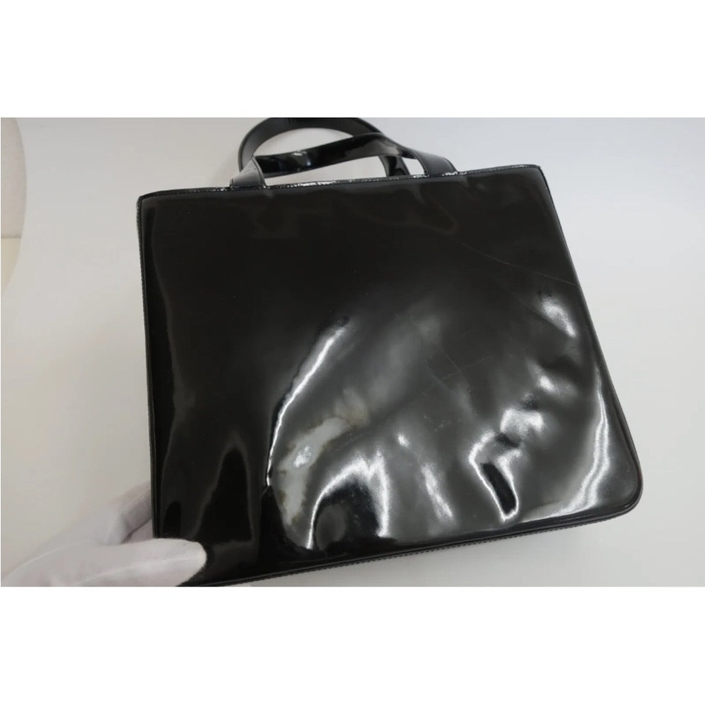 Chanel Authentic Black Enamel Tote Shoulder Bag - Picture 6 of 13